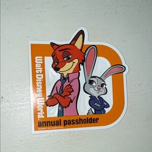 Disney Zootopia Passholder magnet- Orange and White